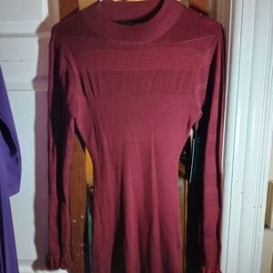 Almost Famous Long Sleeve Burgundy Dress